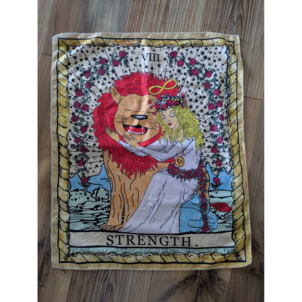 Strength VIII Lion Lady Tarot Print Handkerchief Square Scarf Tapestry